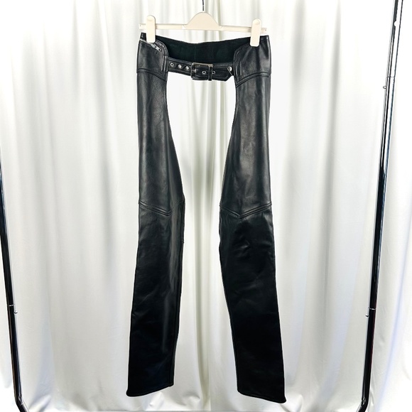 Vintage Women's Leather Motorcycle Chaps in Black • Soft & Durable Cowhide • XS - Picture 1 of 10